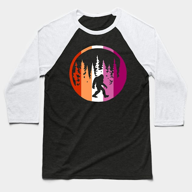 Lesbian Flag Bigfoot Baseball T-Shirt by Slightly Unhinged